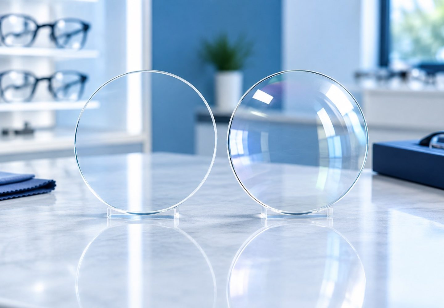 مقایسه عدسی آنتی رفلکس عینک با عدسی بدون پوشش و کاهش بازتاب نور